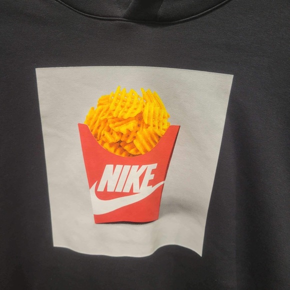Nike NSW Waffle Fries Graphic Print Pullover Hoodie DM2274-010 Black Men’s XL🔥 - Picture 3 of 3